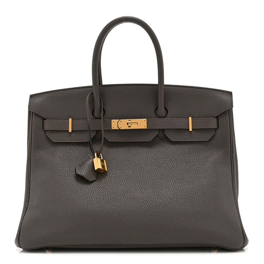 Taurillon Clemence Birkin 35 Etain product image 1, provided for visual reference and product detail review