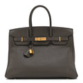 Taurillon Clemence Birkin 35 Etain product image 1, provided for visual reference and product detail review