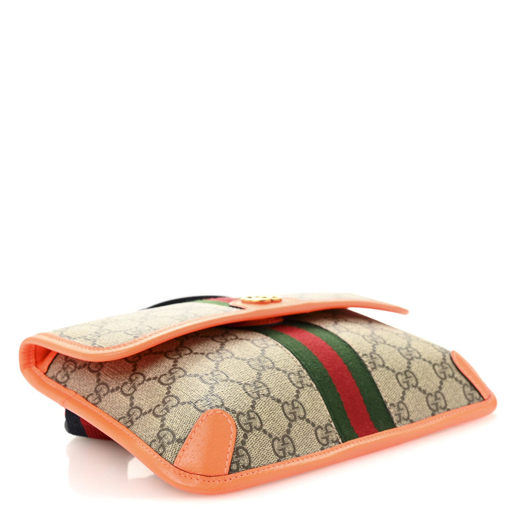 GG Supreme Monogram Web Small Ophidia Belt Bag Beige Ebony Orange Fluo product image 4, provided for visual reference and