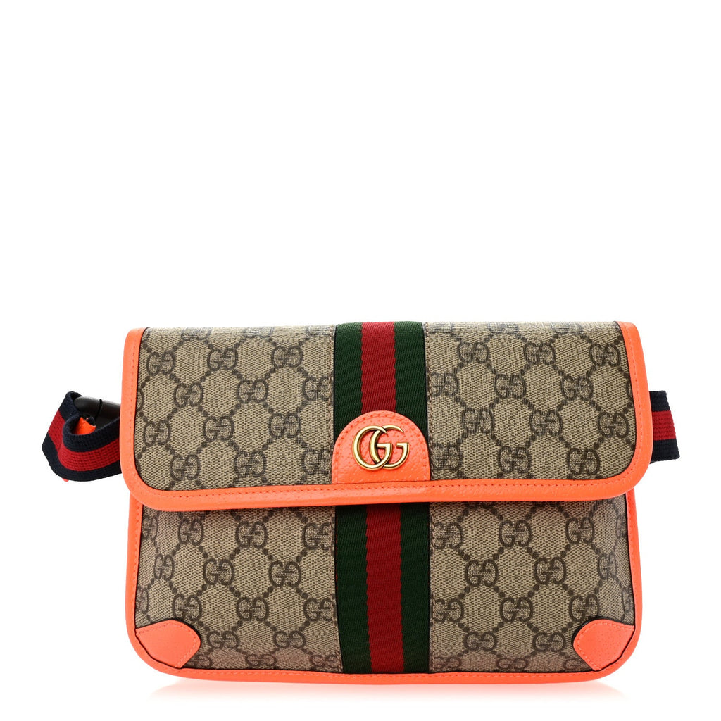 GG Supreme Monogram Web Small Ophidia Belt Bag Beige Ebony Orange Fluo product image 1, provided for visual reference and