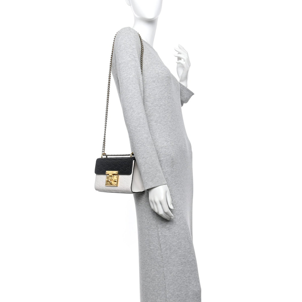 Guccissima Small Padlock Shoulder Bag Black White product image 2, provided for visual reference and product detail review