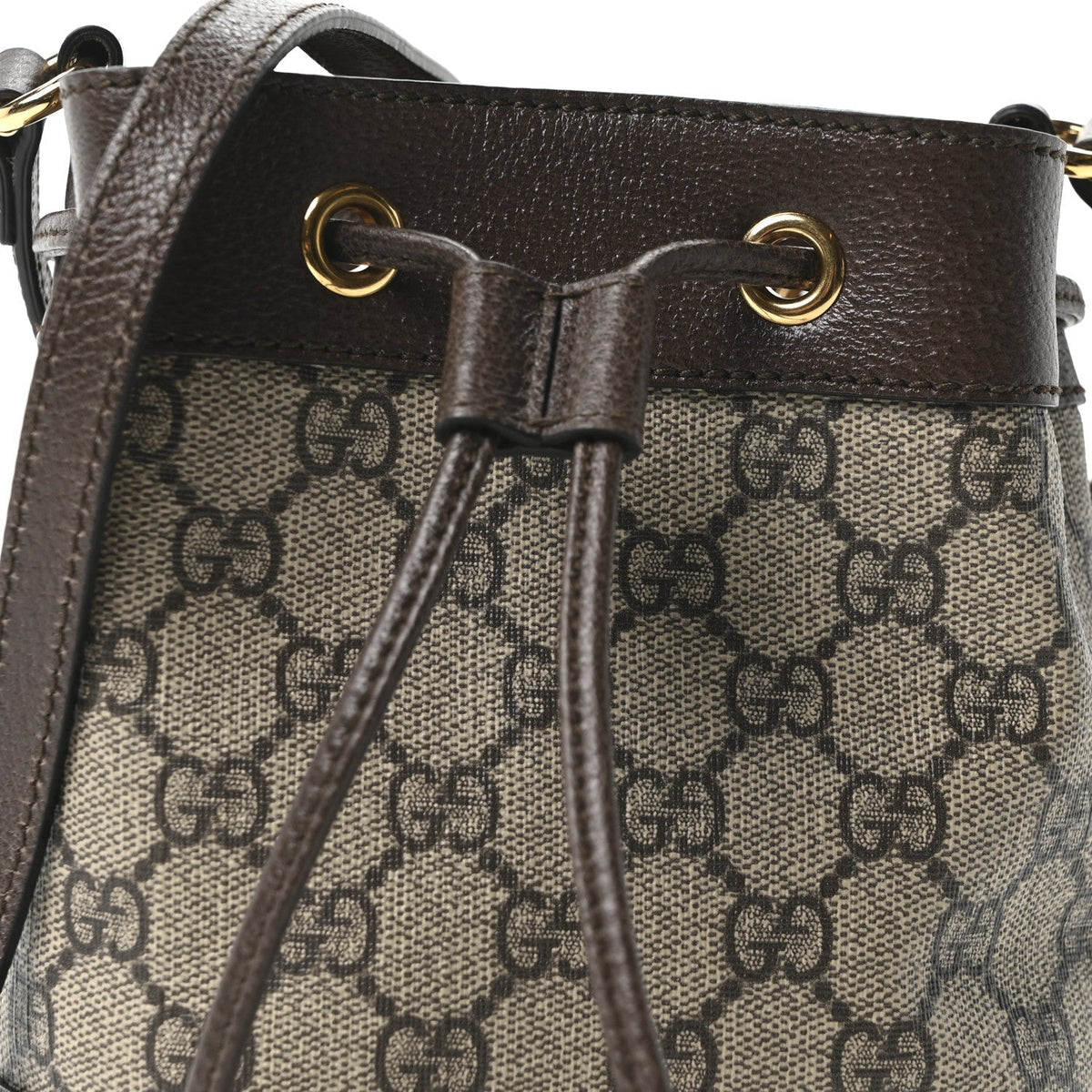 GG Supreme Monogram Web Mini Ophidia Bucket Bag Brown product image 8, provided for visual reference and product detail
