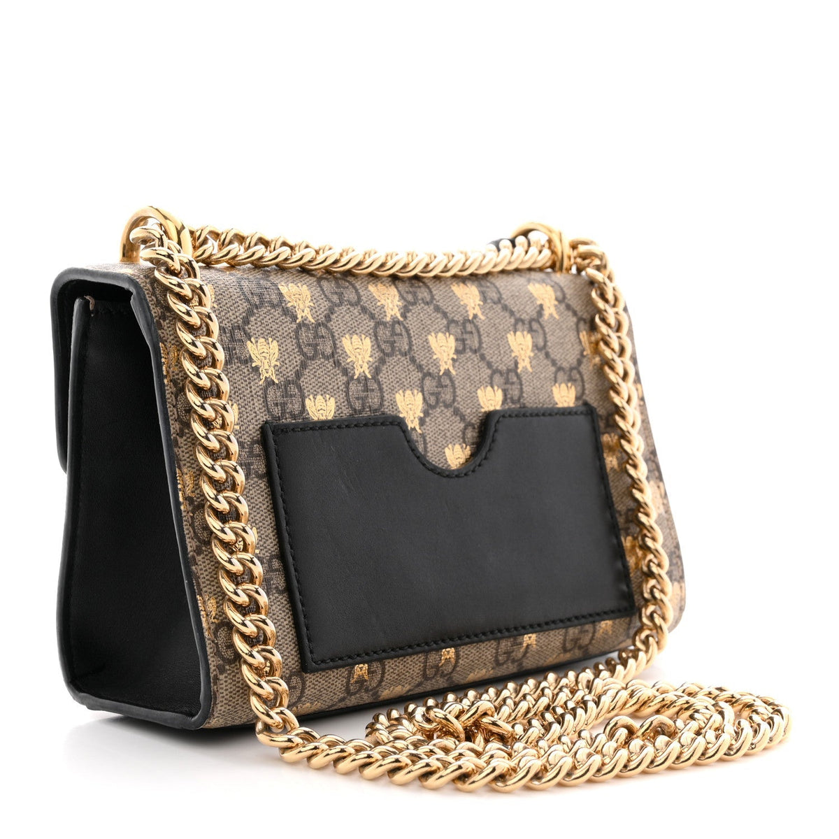 GG Supreme Monogram Bees Small Padlock Shoulder Bag Black product image 3, provided for visual reference and product detail
