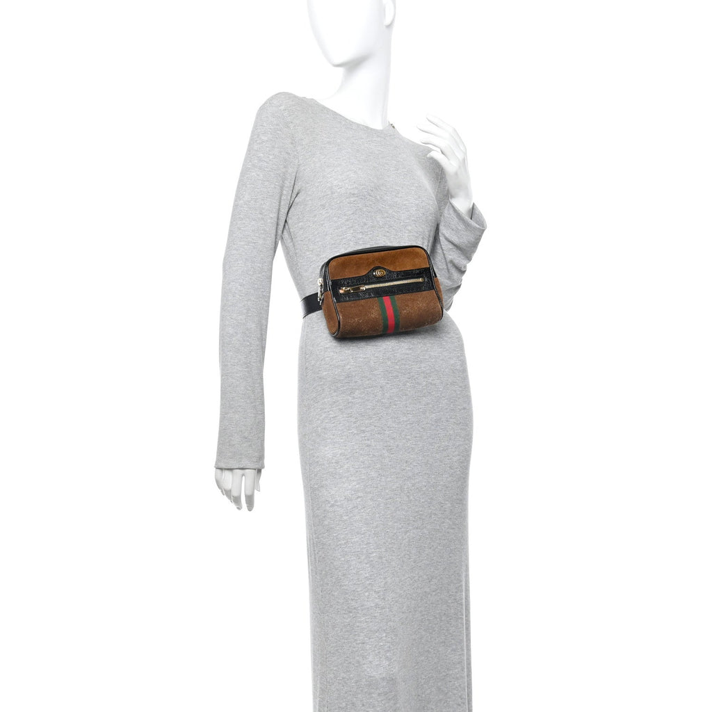 Suede Small Ophidia Belt Bag 85 34 Brown product image 2, provided for visual reference and product detail review