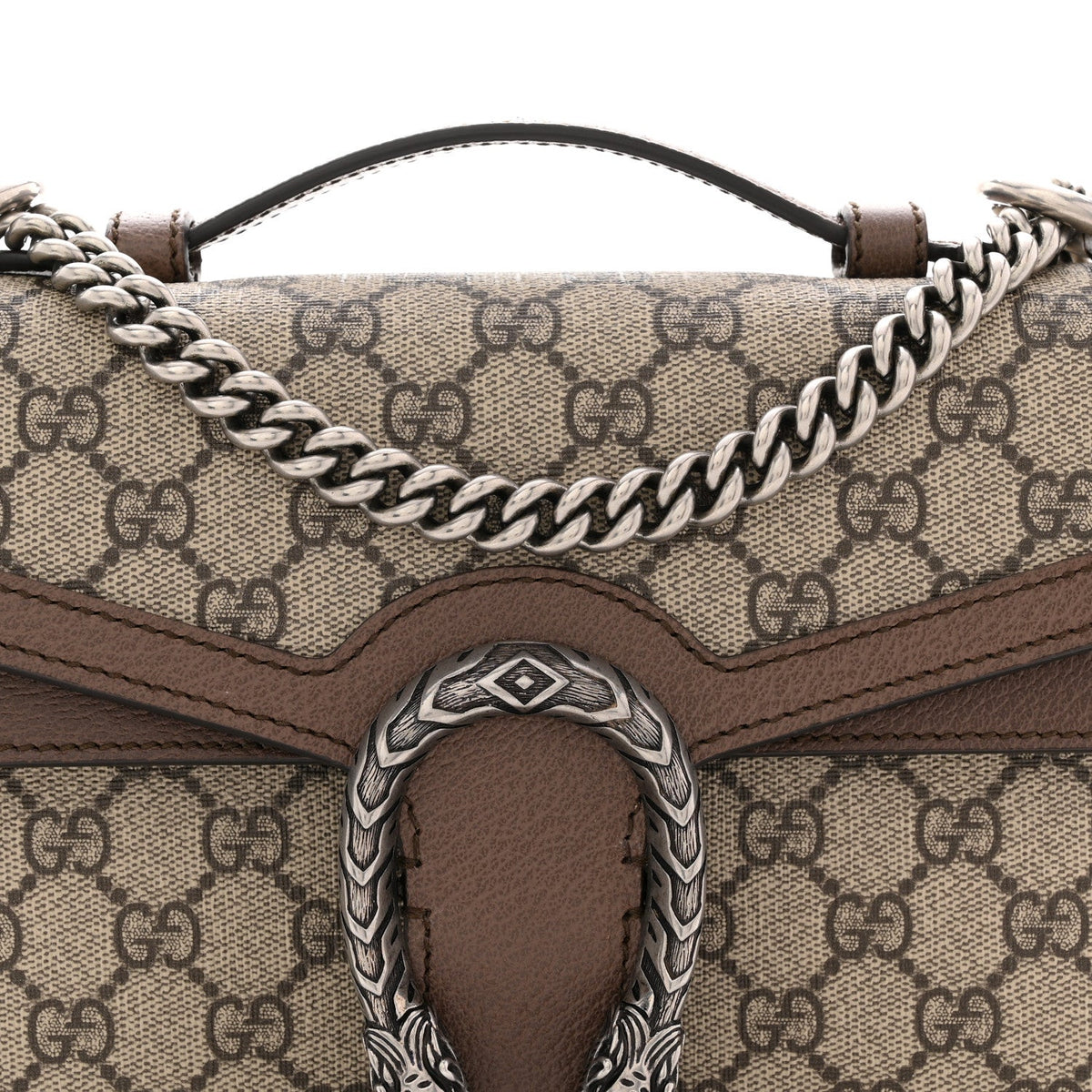 GG Supreme Monogram Textured Dollar Calfskin Top Handle Dionysus Shoulder Bag Beige Ebony New Acero product image 8,