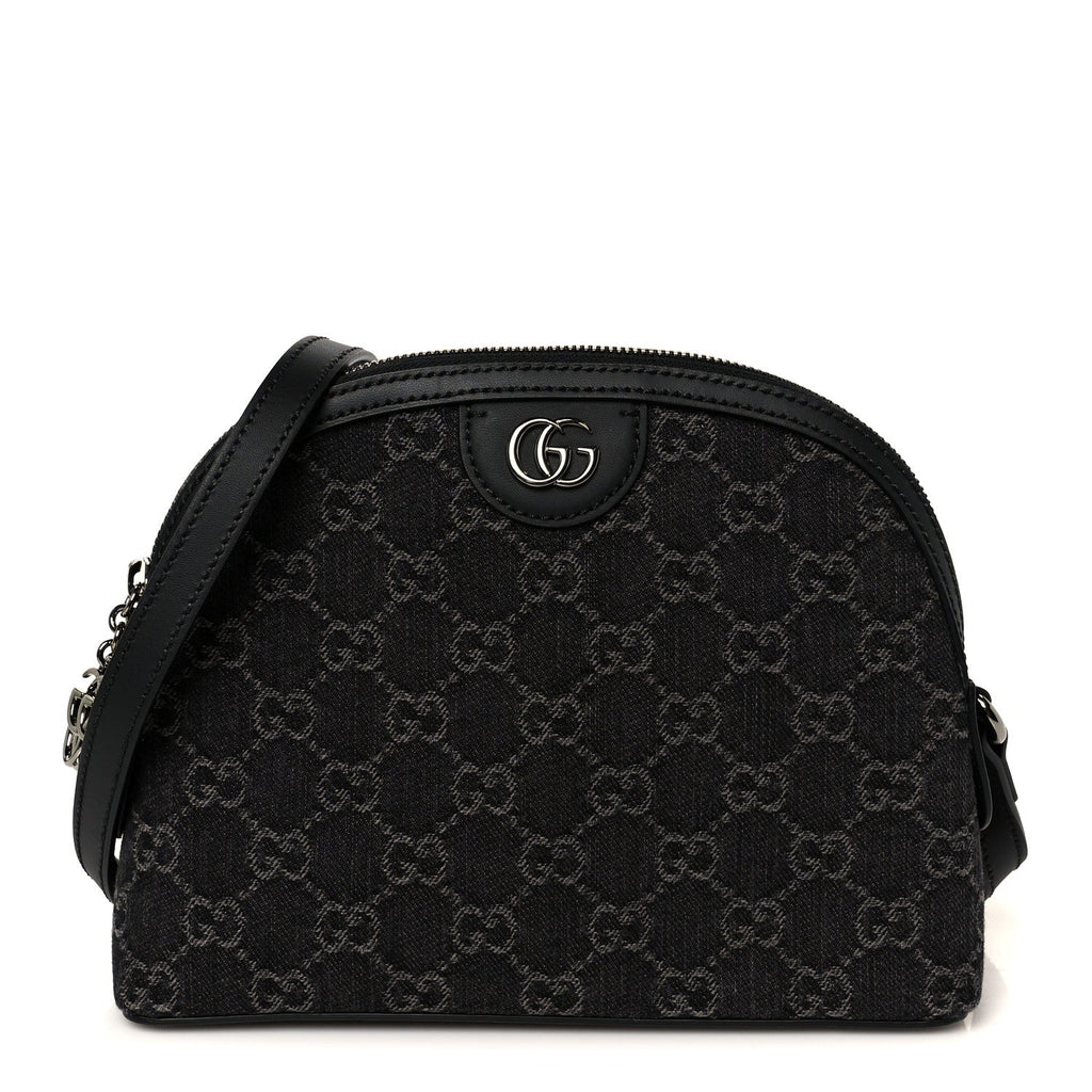 Denim Cuoio Harness GG Monogram Small Ophidia Dome Shoulder Bag Black Medium Grey product image 1, provided for visual