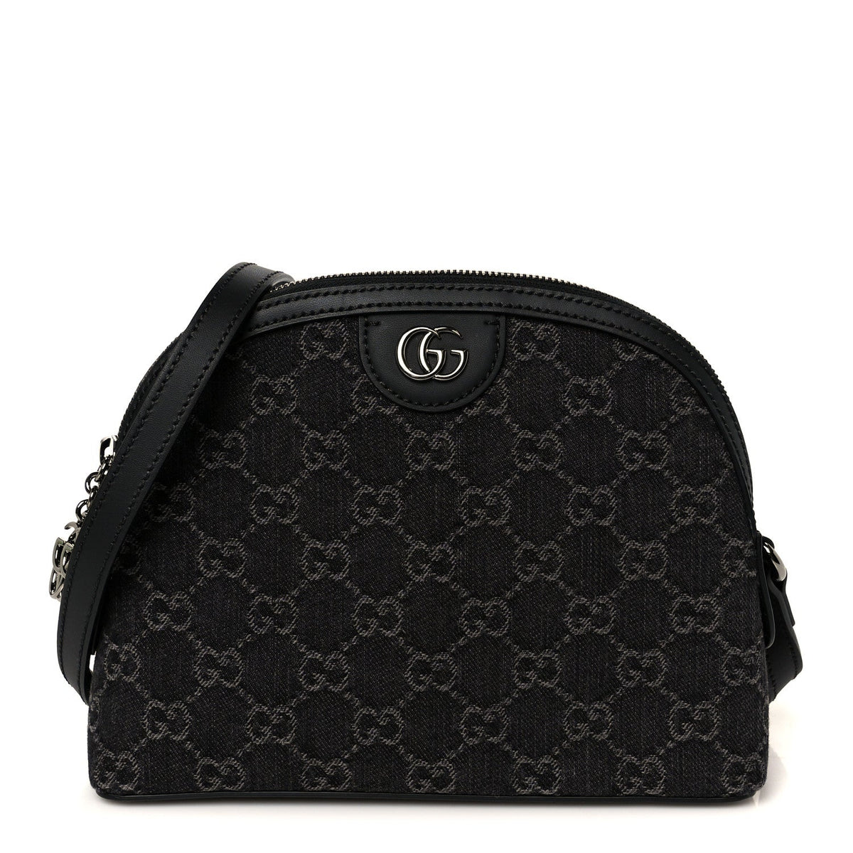 Denim Cuoio Harness GG Monogram Small Ophidia Dome Shoulder Bag Black Medium Grey product image 1, provided for visual