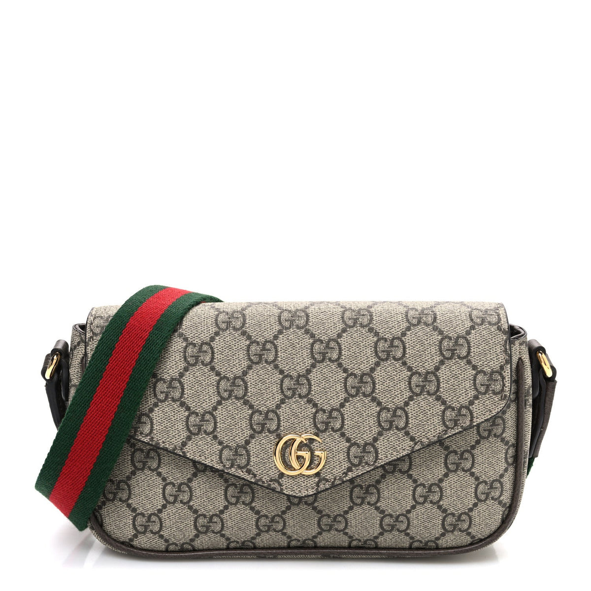GG Supreme Monogram Textured Dollar Calfskin Web Mini Ophidia Envelope Shoulder Bag Beige Ebony New Acero product image 1,