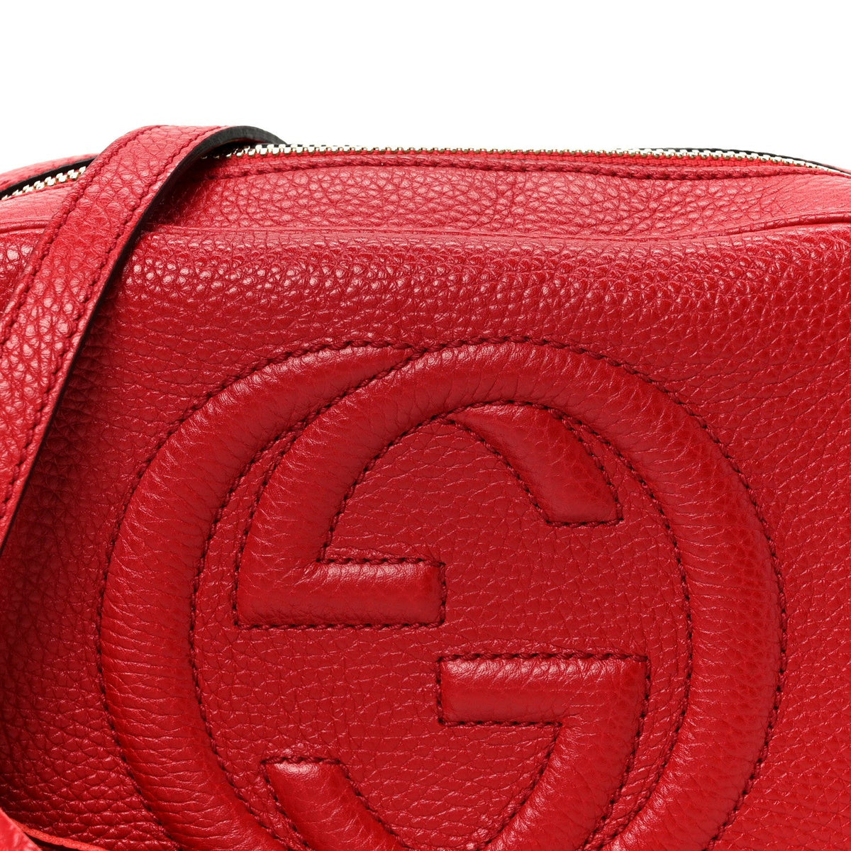 Pebbled Calfskin Small Soho Disco Bag Vibrant Red product image 8, provided for visual reference and product detail review