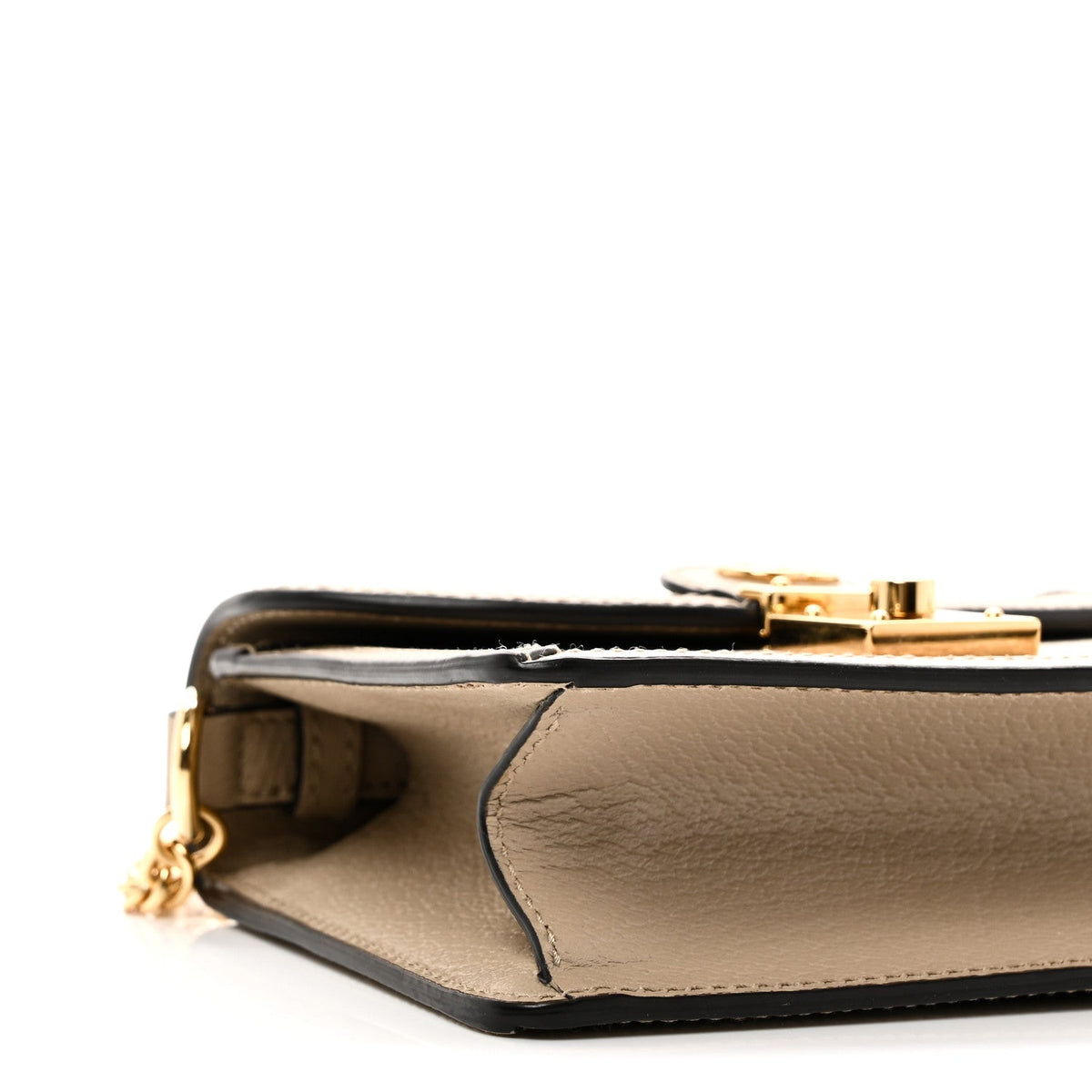 GG Supreme Monogram Textured Dollar Calfskin Web Mini Ophidia Padlock Top Handle Chain Shoulder Bag Beige Mystic White