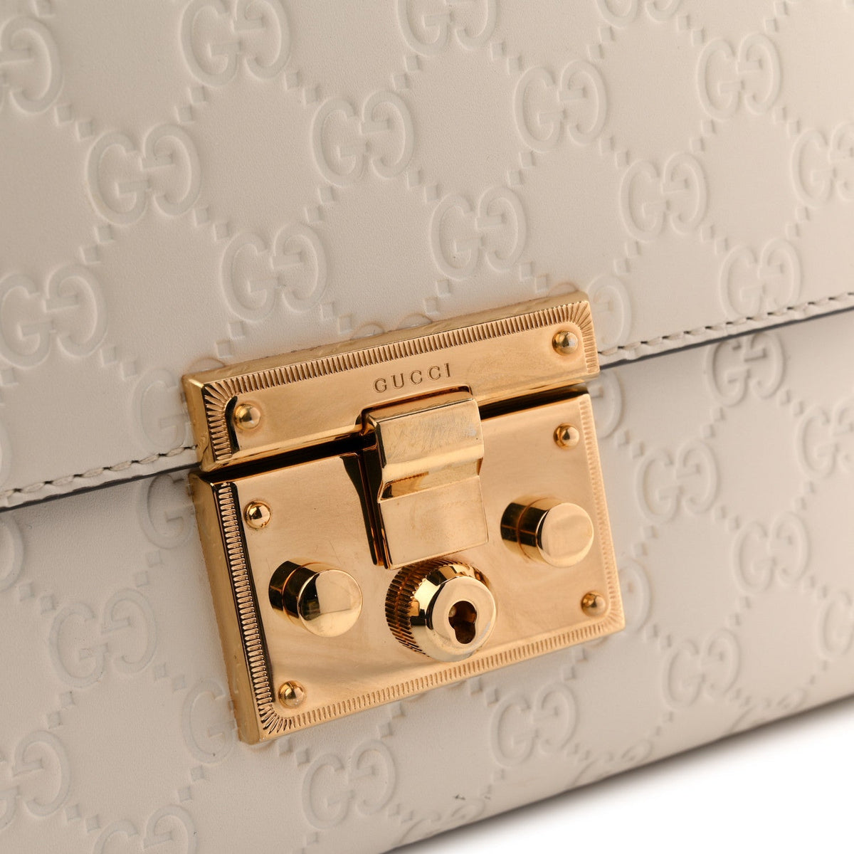 Guccissima Medium Padlock Shoulder Bag Mystic White product image 14, provided for visual reference and product detail review