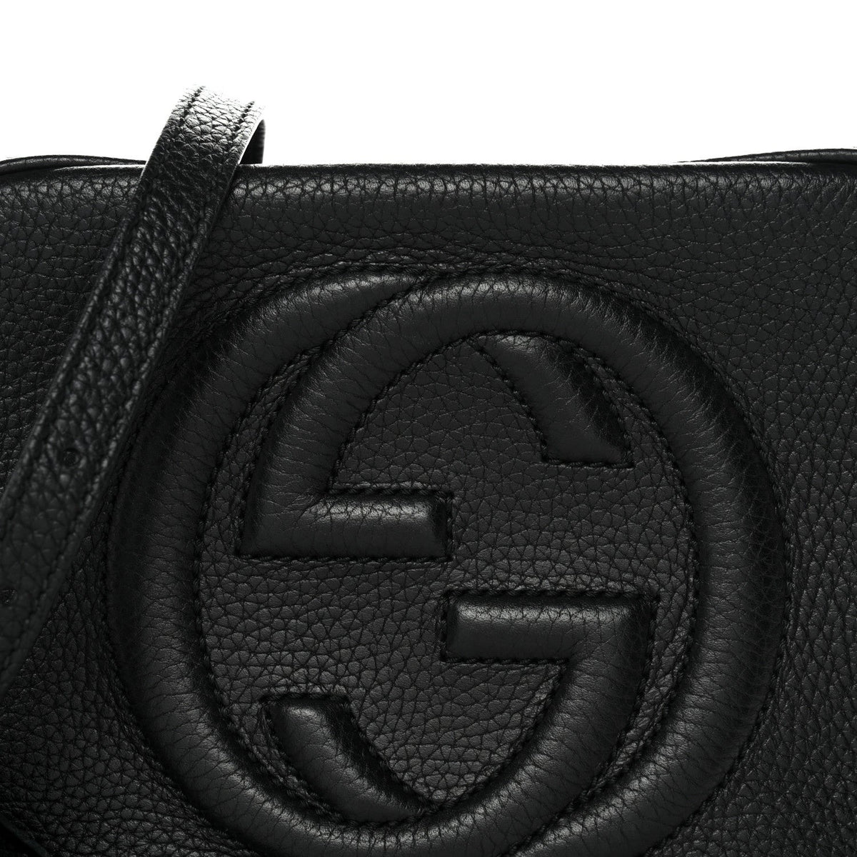 Pebbled Calfskin Small Soho Disco Bag Black product image 8, provided for visual reference and product detail review