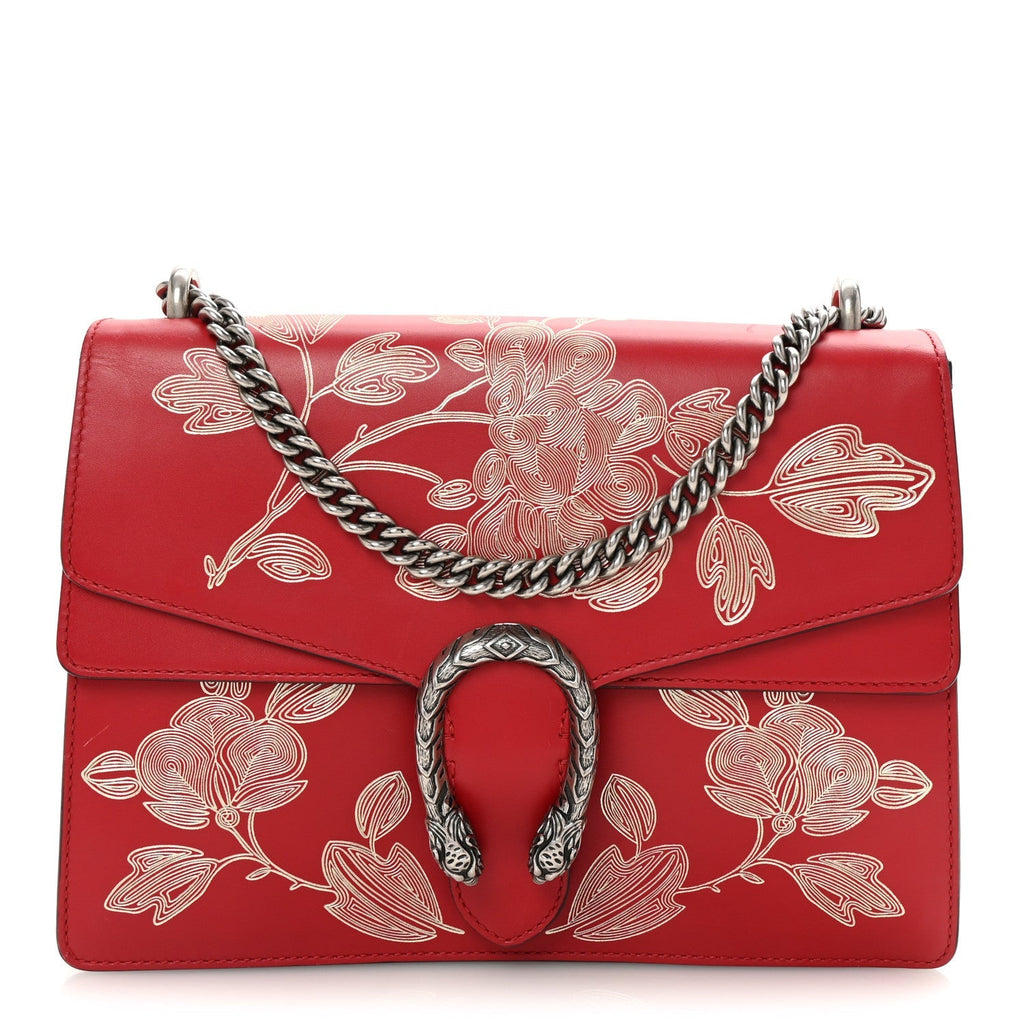 Calfskin Chinese New Year Medium Dionysus Shoulder Bag Hibiscus Red product image 1, provided for visual reference and