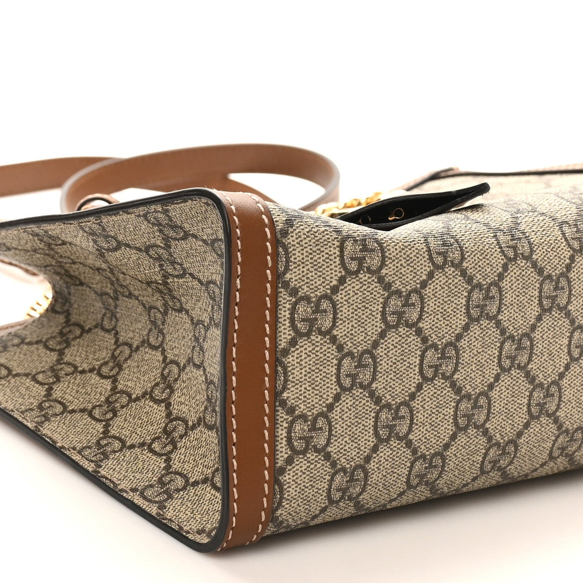 GG Supreme Monogram Calfskin Small Padlock Tote Beige Ebony Tuscany product image 9, provided for visual reference and