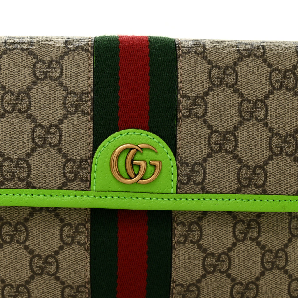 GG Supreme Monogram Web Small Ophidia Belt Bag Beige Ebony Electric Green product image 8, provided for visual reference and