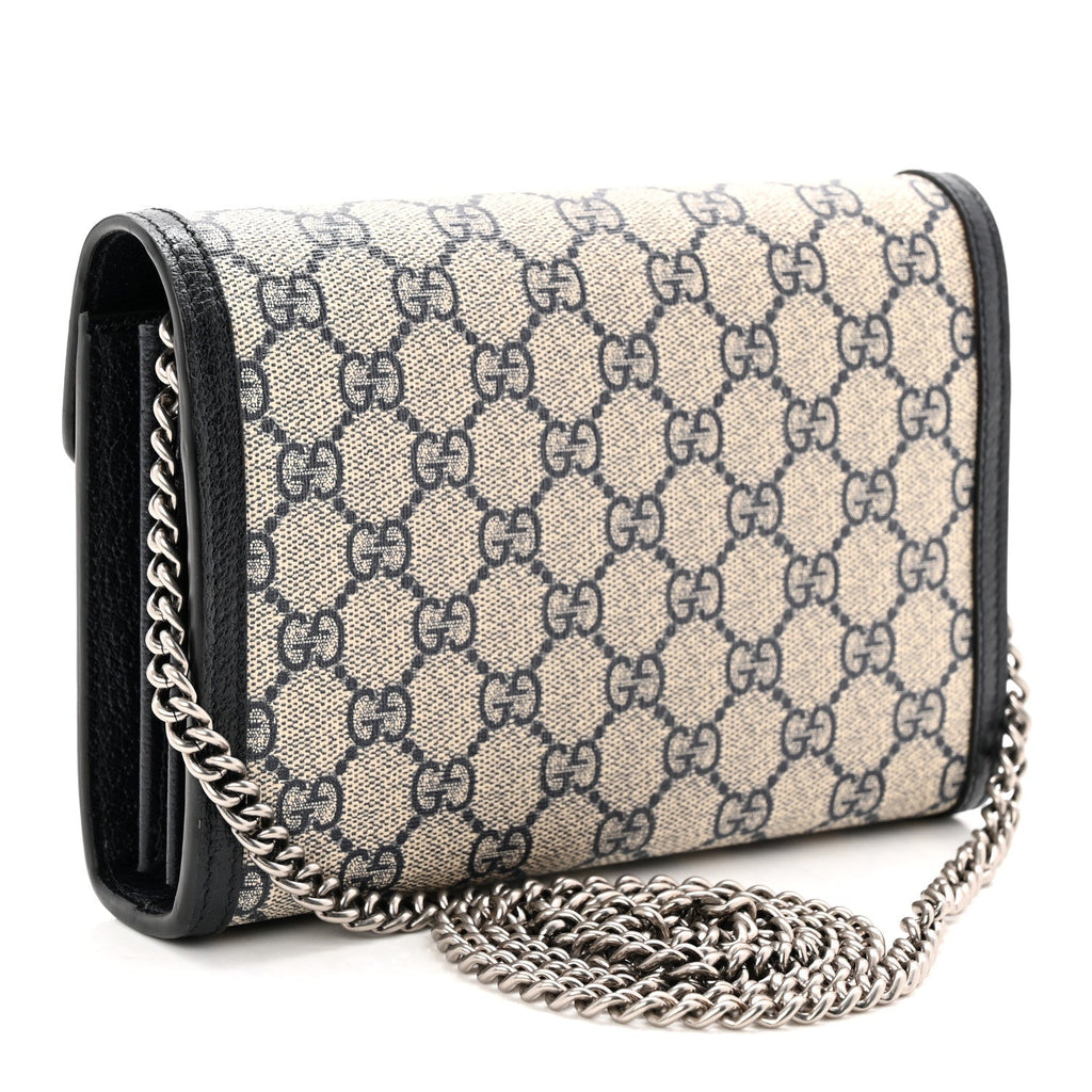 GG Supreme Monogram Textured Dollar Calfskin Mini Dionysus Chain Wallet Beige Blue product image 2, provided for visual