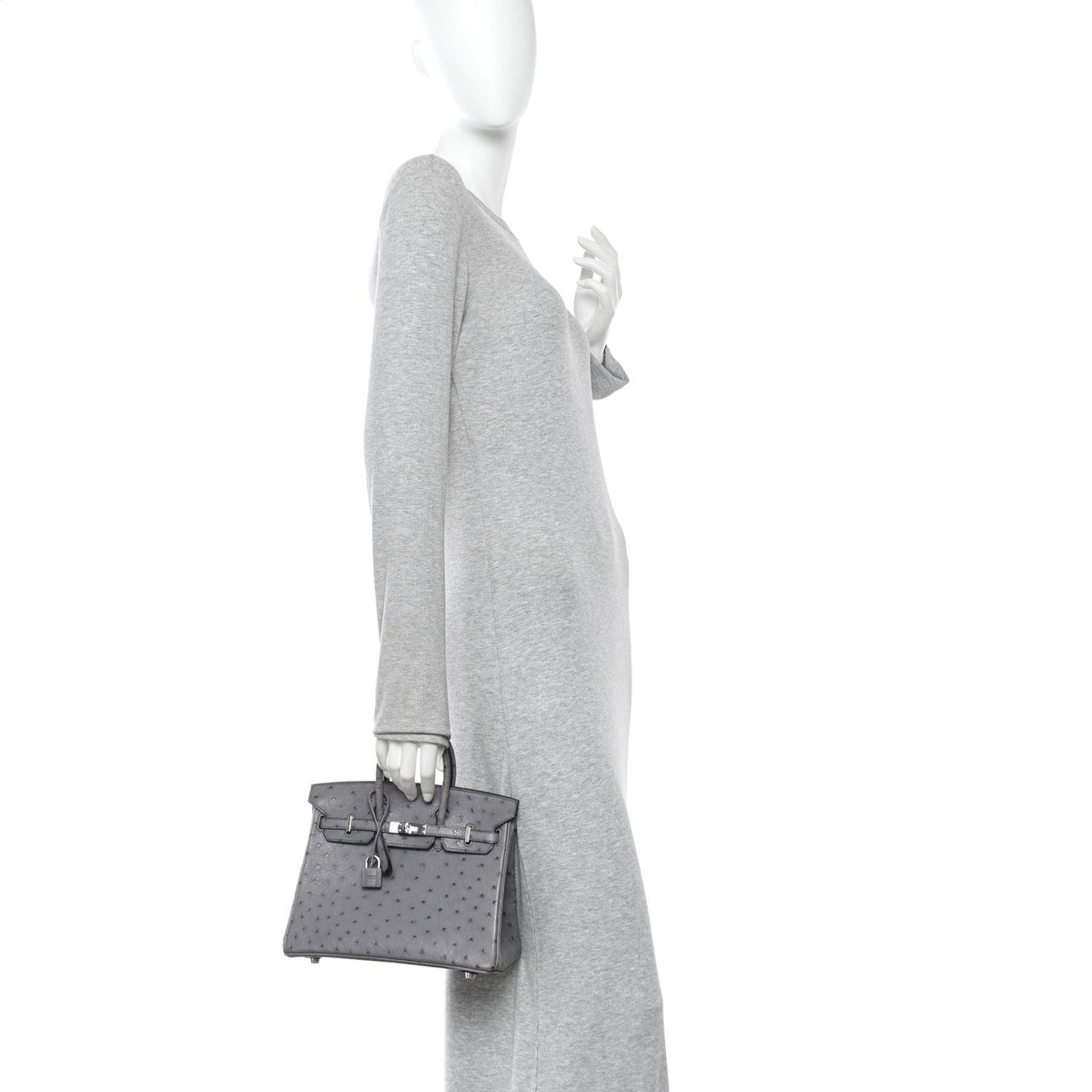 Ostrich Birkin 25 Gris Agate product image 2, provided for visual reference and product detail review