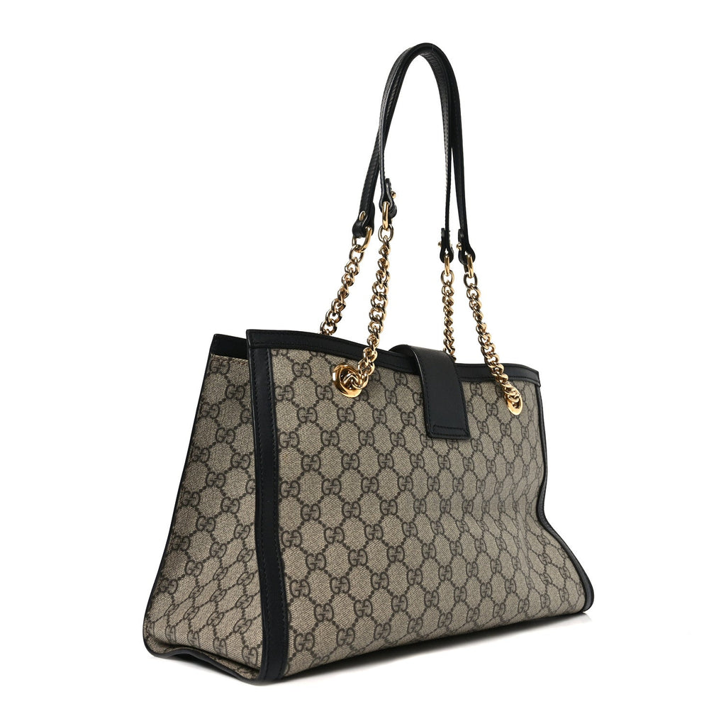 GG Supreme Monogram Medium Padlock Tote Black product image 5, provided for visual reference and product detail review