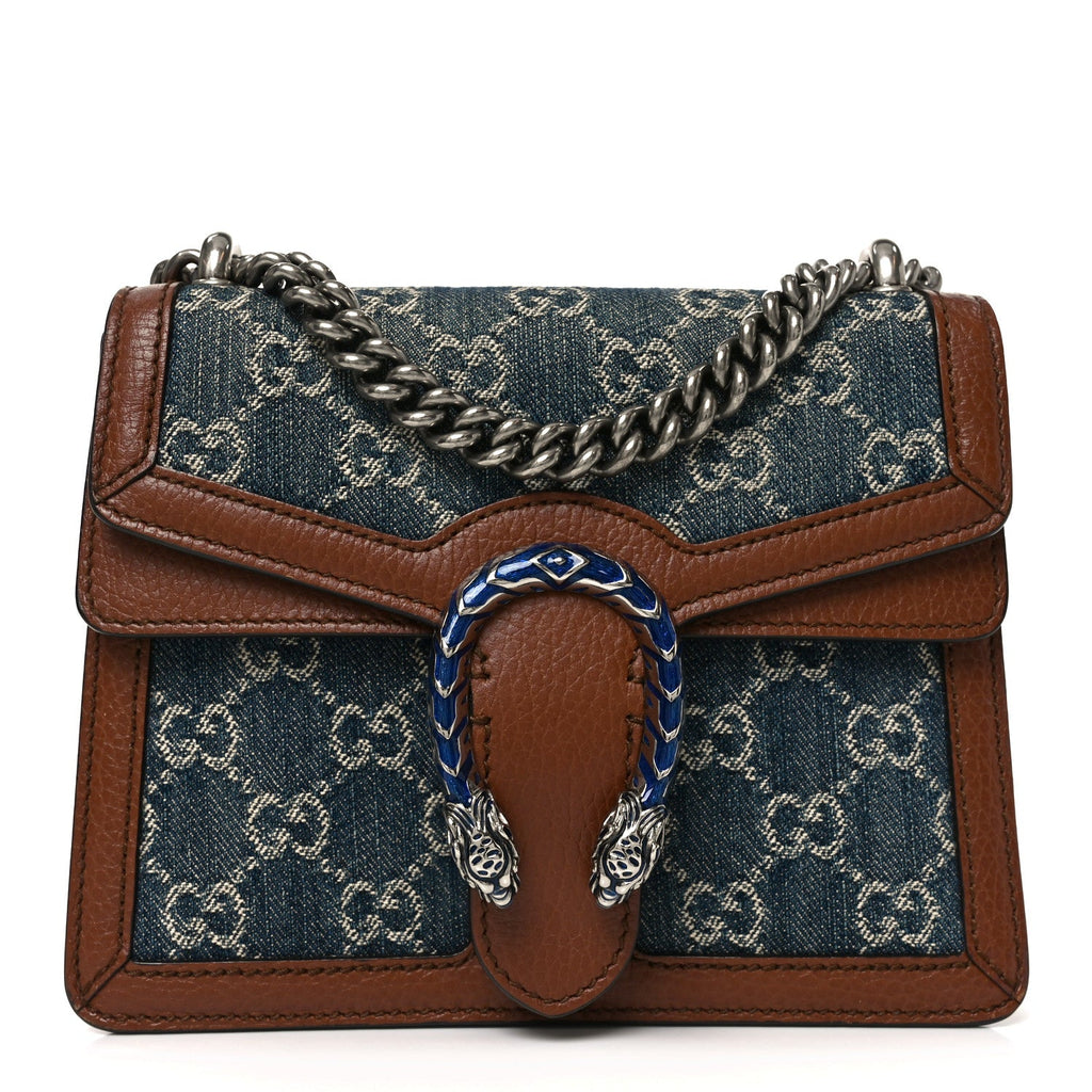 New Denim GG Monogram Dollar Calfskin Enamel Mini Dionysus Shoulder Bag Blue Tea Cuir Epilog Electric Blue product image 1,