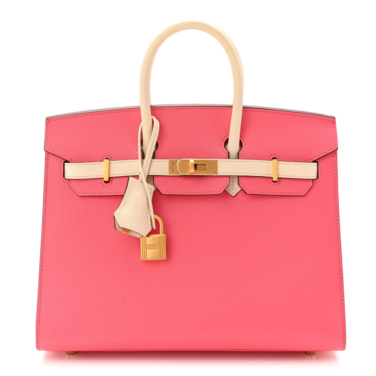 Epsom Horseshoe Birkin Sellier 25 Rose Azalee Nata product image 1, provided for visual reference and product detail review