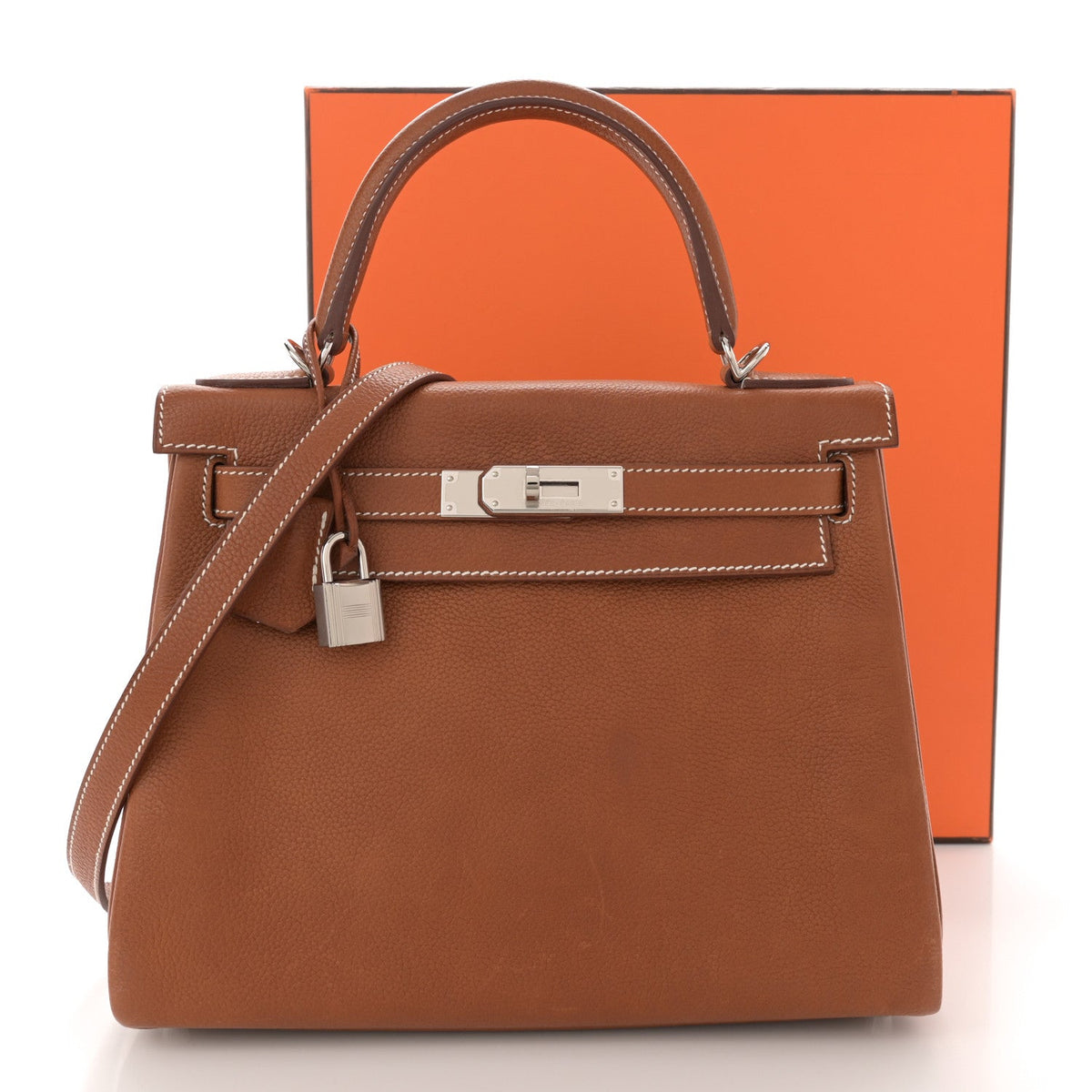Barenia Faubourg Kelly Retourne 28 Fauve product image 15, provided for visual reference and product detail review