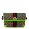 GG Supreme Monogram Web Small Ophidia Belt Bag Beige Ebony Electric Green product image 1, provided for visual reference and