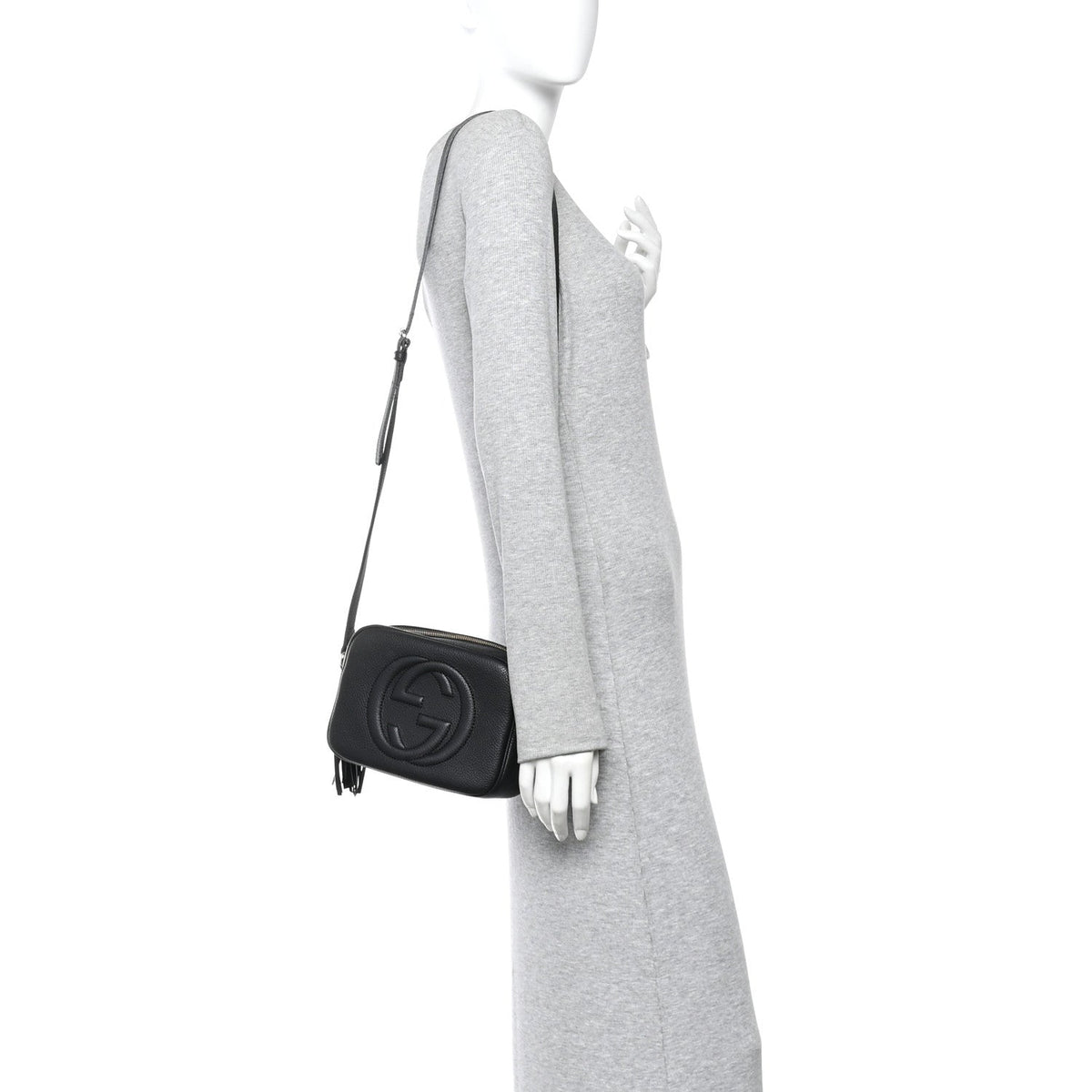 Pebbled Calfskin Small Soho Disco Bag Black product image 2, provided for visual reference and product detail review