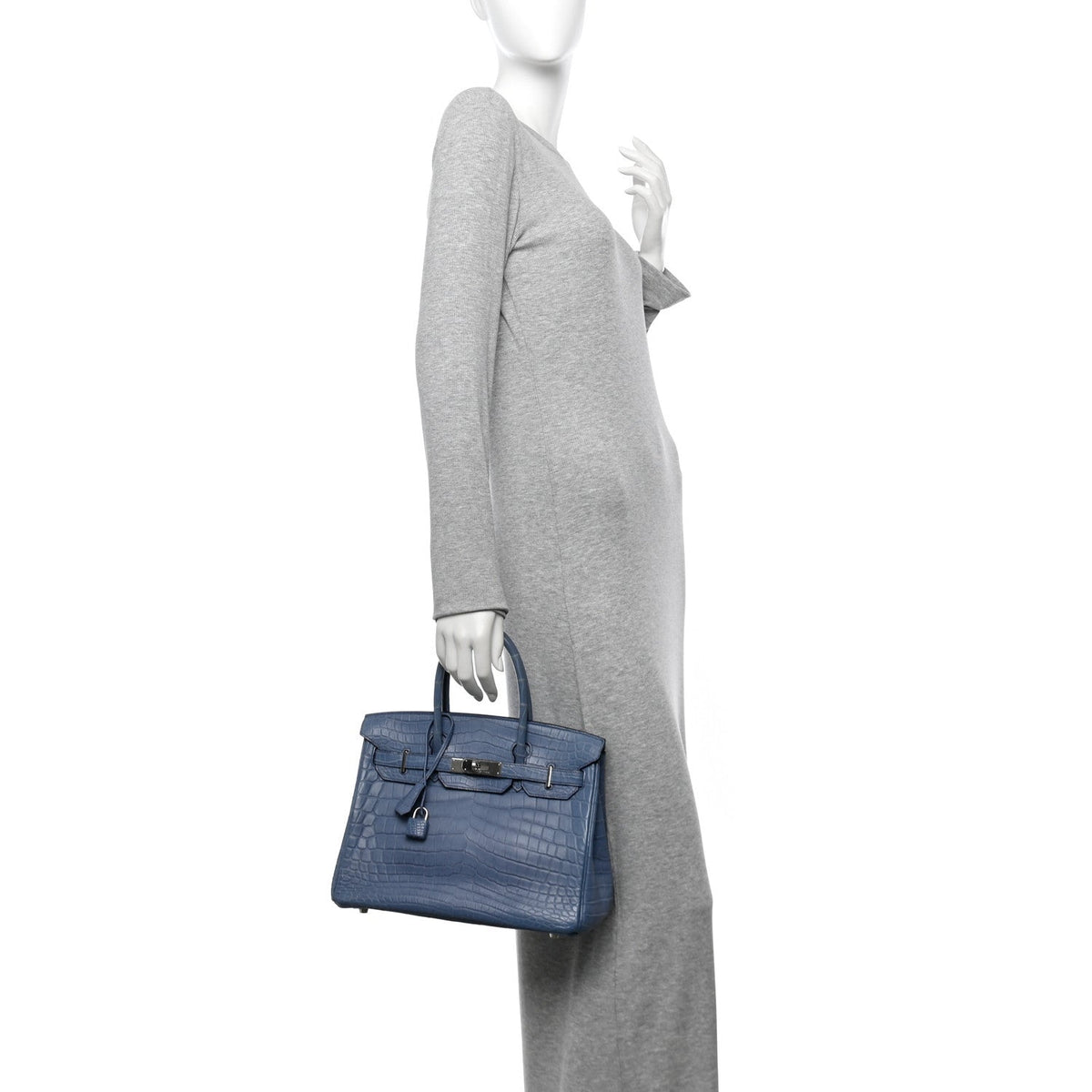 Matte Porosus Crocodile Birkin 30 Bleu Brighton product image 3, provided for visual reference and product detail review