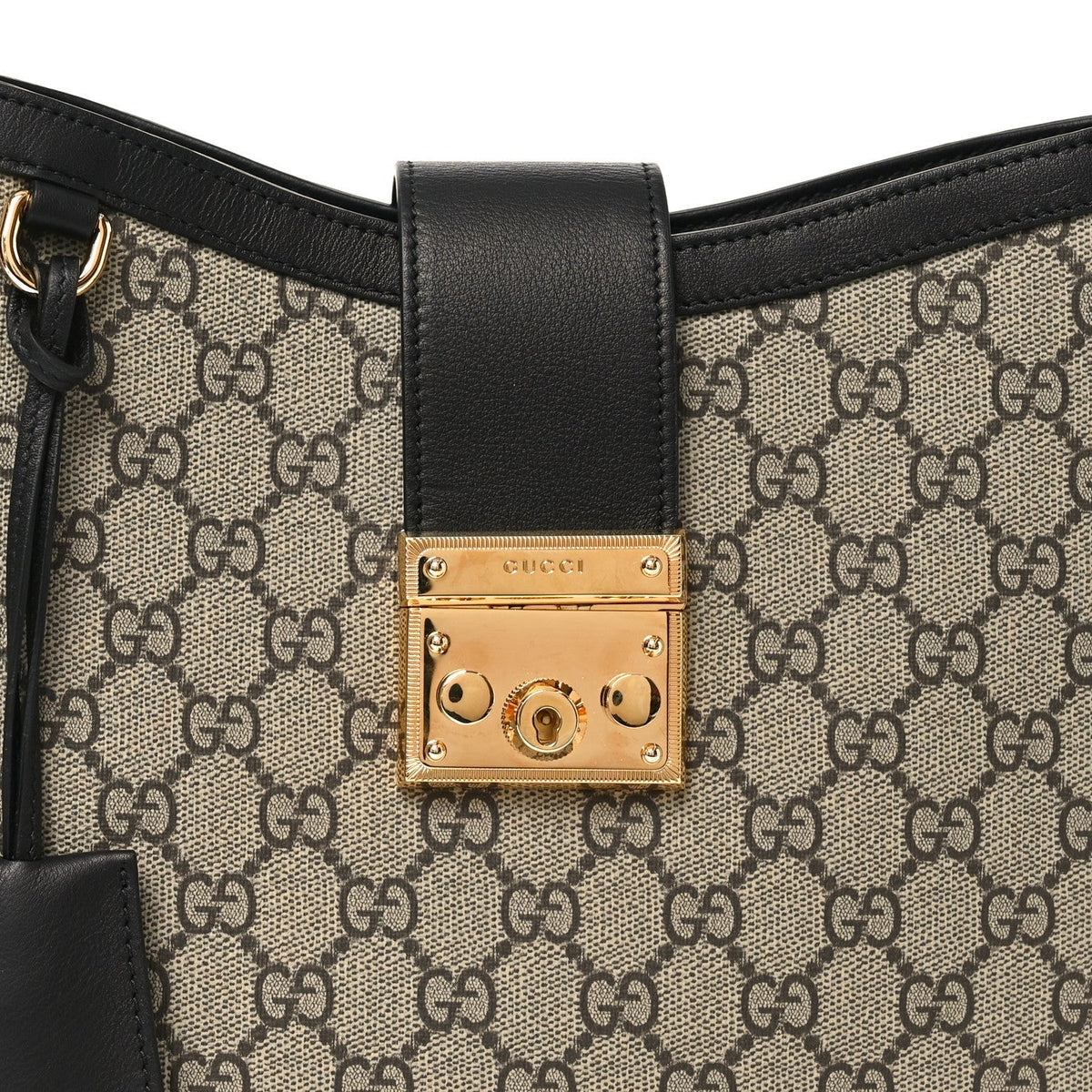 GG Supreme Monogram Medium Padlock Shoulder Bag Black product image 8, provided for visual reference and product detail