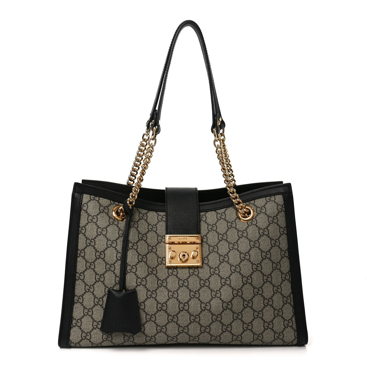 GG Supreme Monogram Medium Padlock Tote Black product image 1, provided for visual reference and product detail review