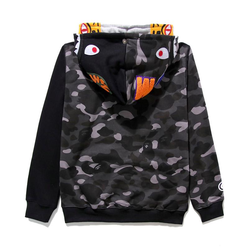 Bathing Ape Hoodie Tiger Head Shark Double Hood Sweater Camouflage Hoodie Youth Hooded Sweater Casual Coat product image 5,