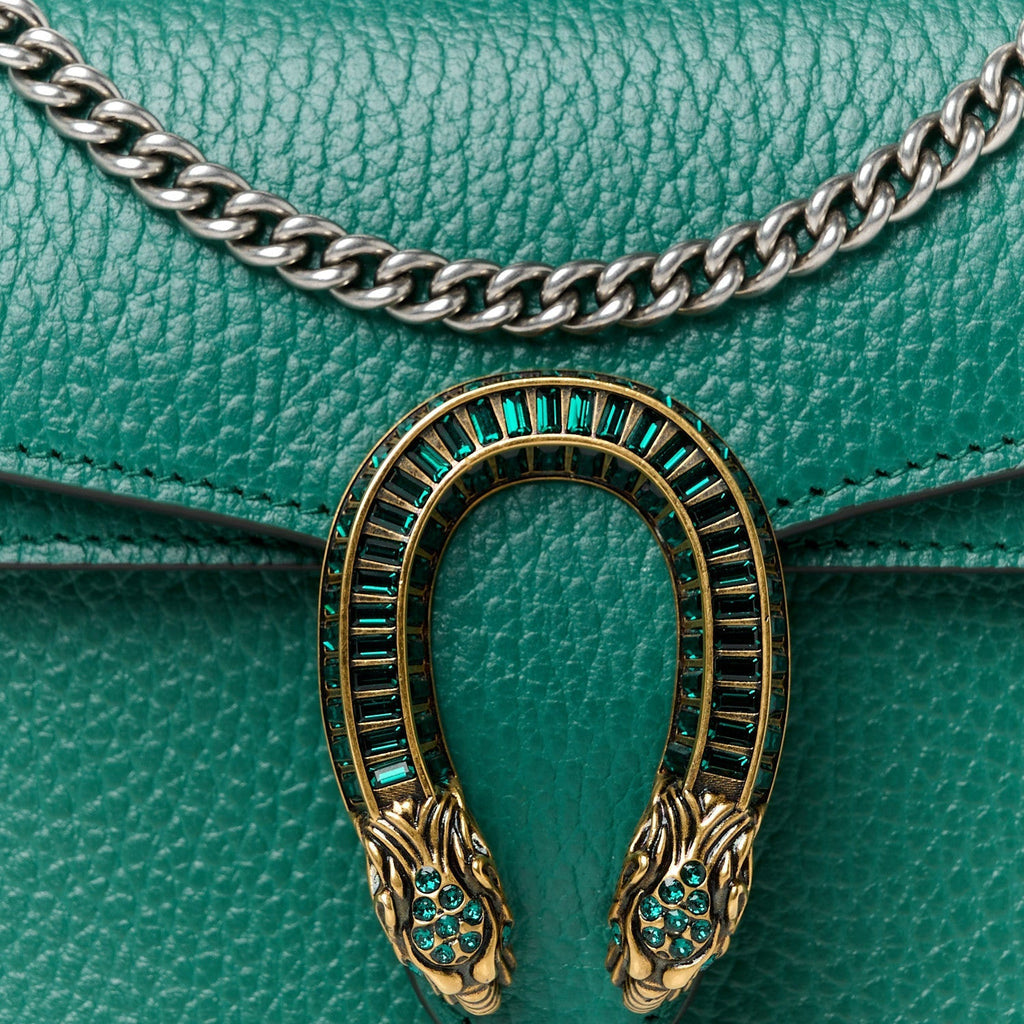 Dollar Calfskin Crystal Mini Dionysus Top Handle Bag Emerald product image 8, provided for visual reference and product