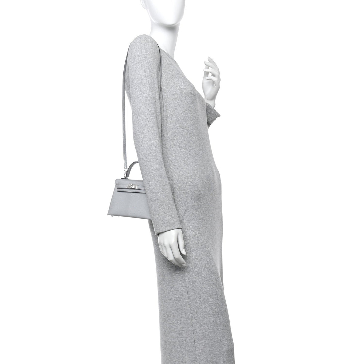 Metallic Chevre Chamkilight Mini Kelly Sellier 20 Argent product image 2, provided for visual reference and product detail
