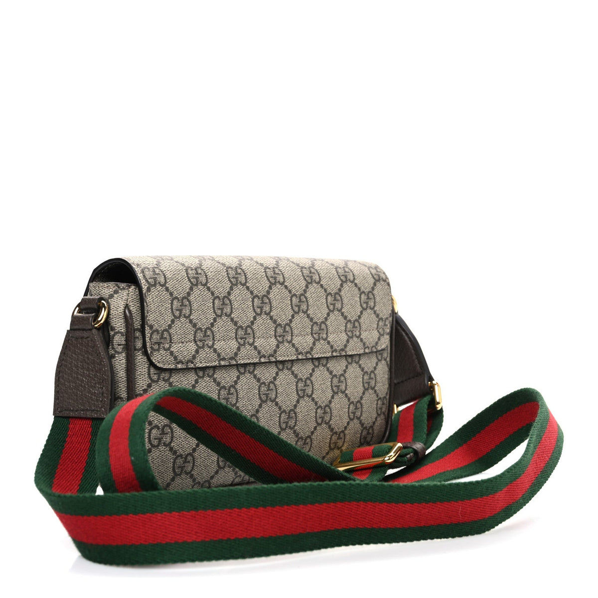 GG Supreme Monogram Textured Dollar Calfskin Web Mini Ophidia Envelope Shoulder Bag Beige Ebony New Acero product image 3,