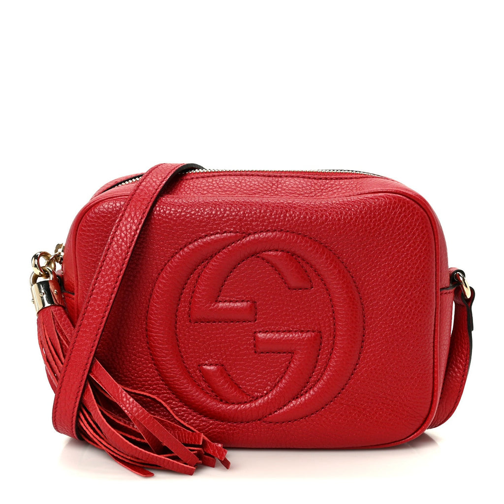 Pebbled Calfskin Small Soho Disco Bag Vibrant Red product image 1, provided for visual reference and product detail review