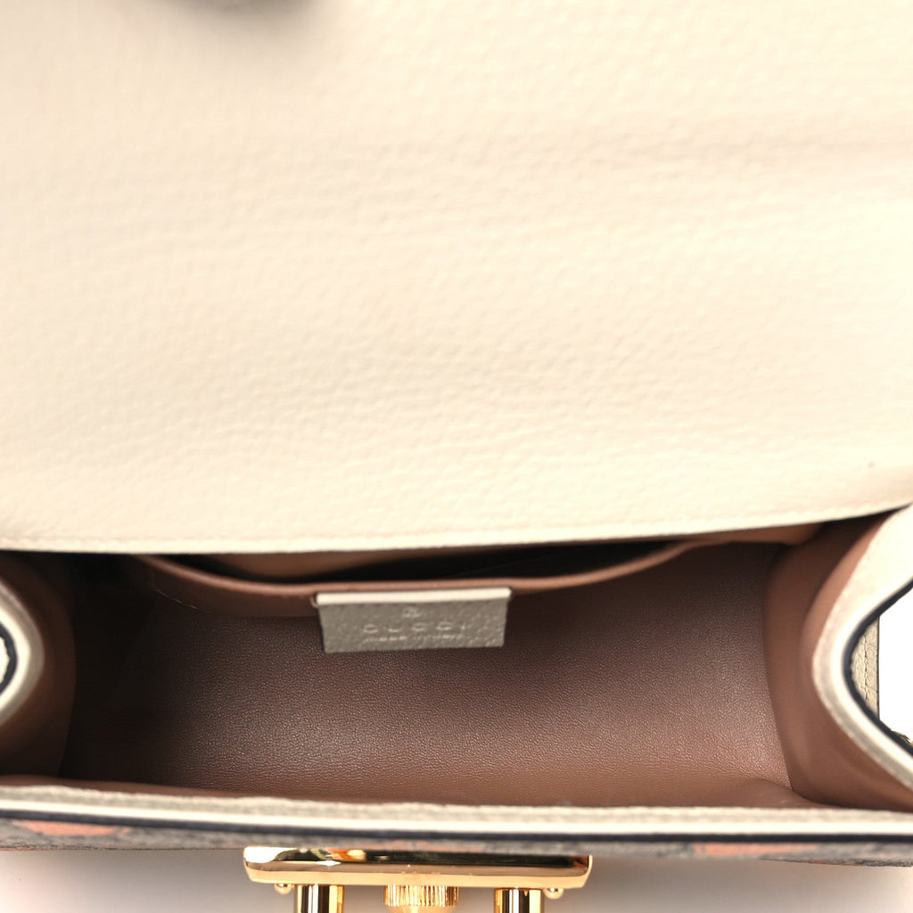GG Supreme Monogram Berry Textured Dollar Calfskin Small Padlock Shoulder Bag Beige Ebony Light Copper Mystic White product