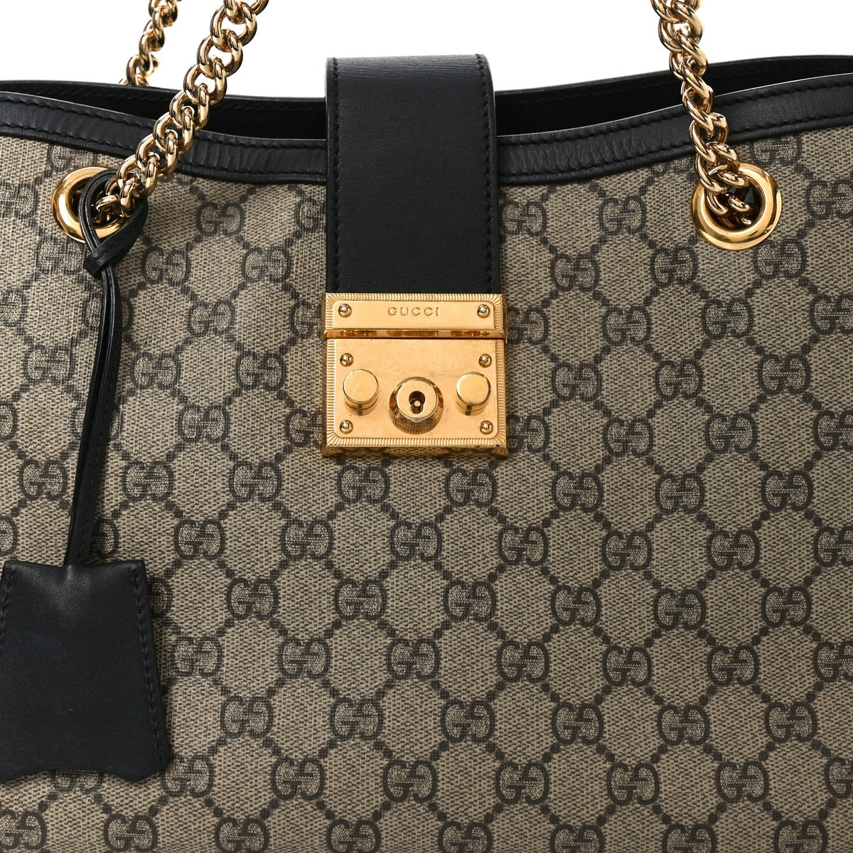 GG Supreme Monogram Medium Padlock Tote Black product image 14, provided for visual reference and product detail review