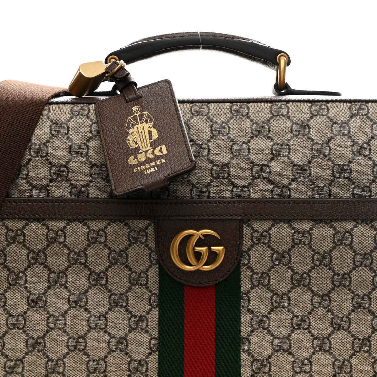 GG Supreme Monogram Textured Dollar Calfskin Web Ophidia Savoy Garment Bag Beige Ebony New Acero product image 7, provided
