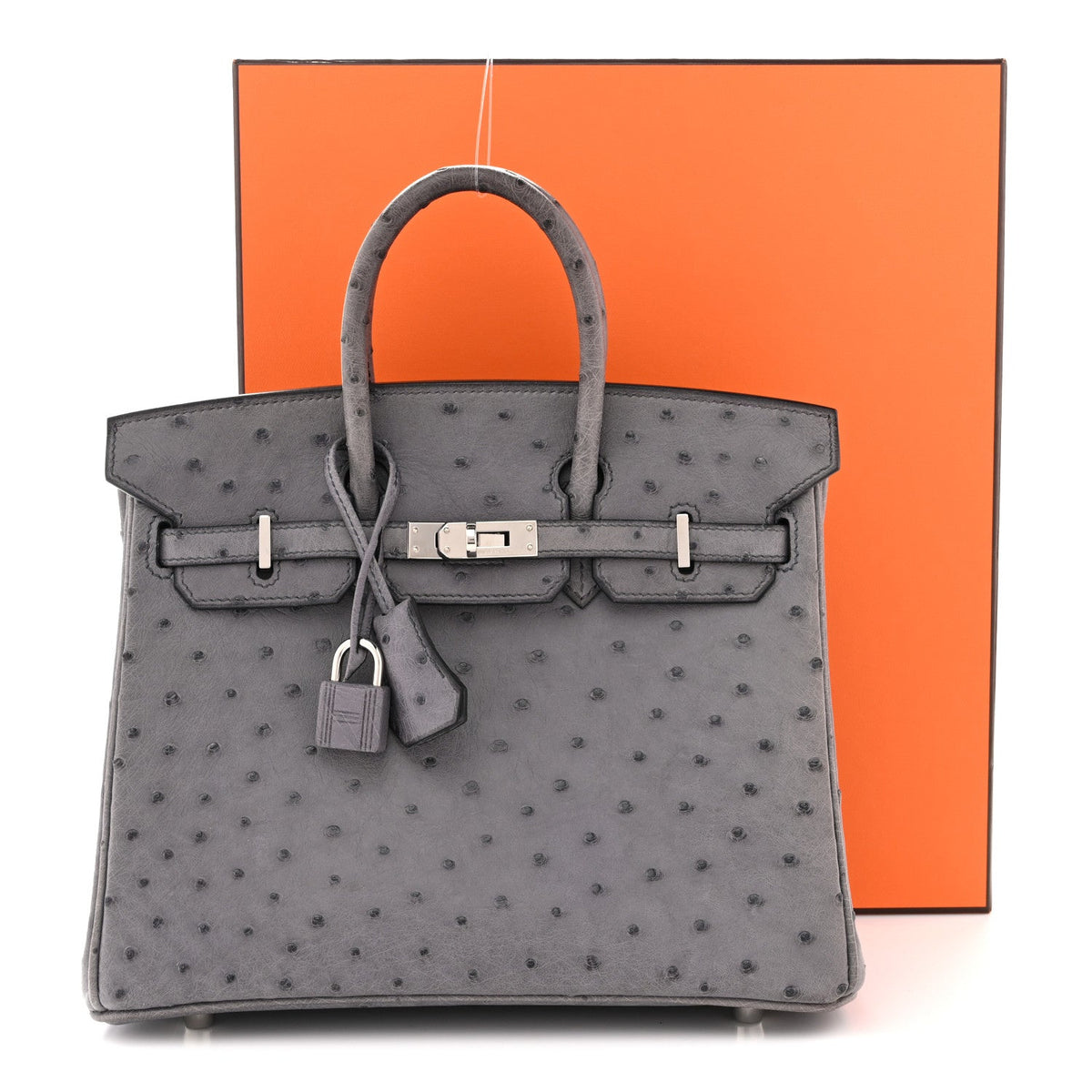 Ostrich Birkin 25 Gris Agate product image 15, provided for visual reference and product detail review
