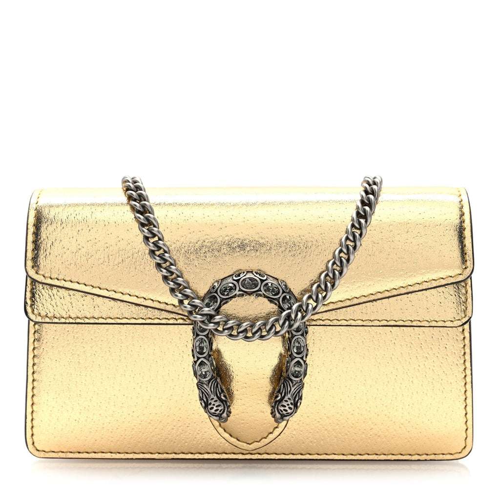 Metallic Calfskin Super Mini Dionysus Shoulder Bag Gold product image 1, provided for visual reference and product detail