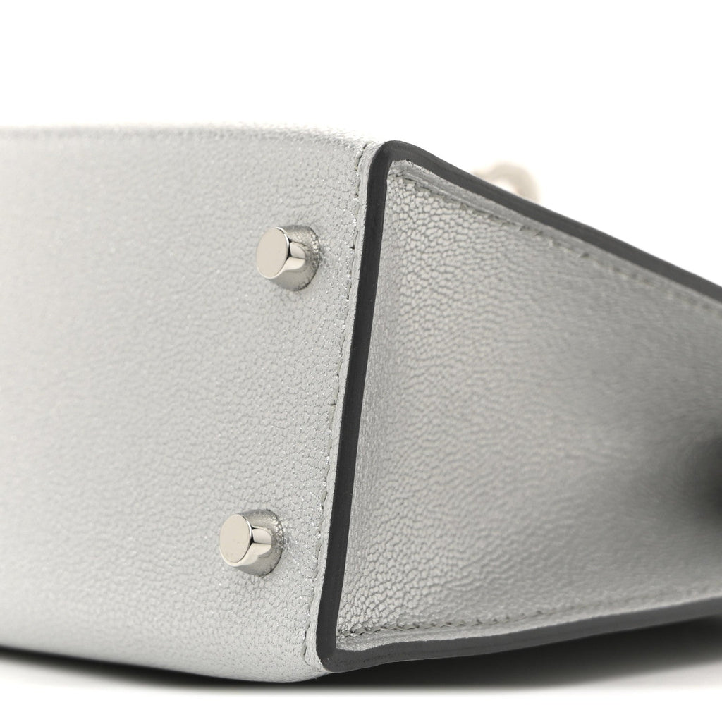 Metallic Chevre Chamkilight Mini Kelly Sellier 20 Argent product image 9, provided for visual reference and product detail