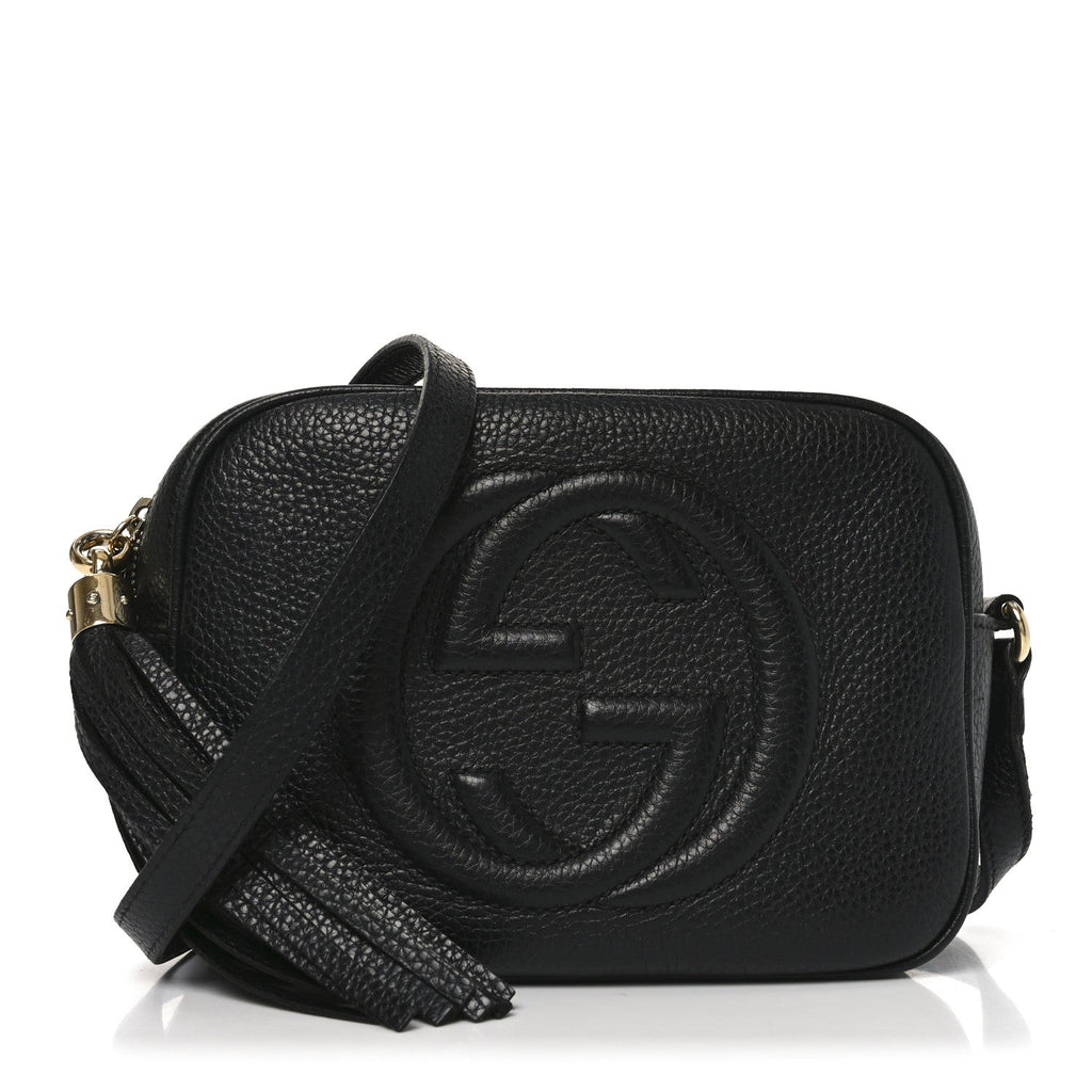 Pebbled Calfskin Small Soho Disco Bag Black product image 1, provided for visual reference and product detail review
