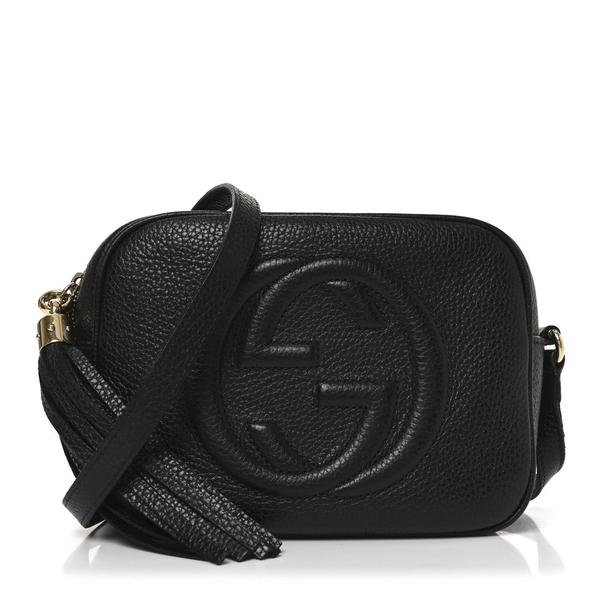 Pebbled Calfskin Small Soho Disco Bag Black product image 1, provided for visual reference and product detail review
