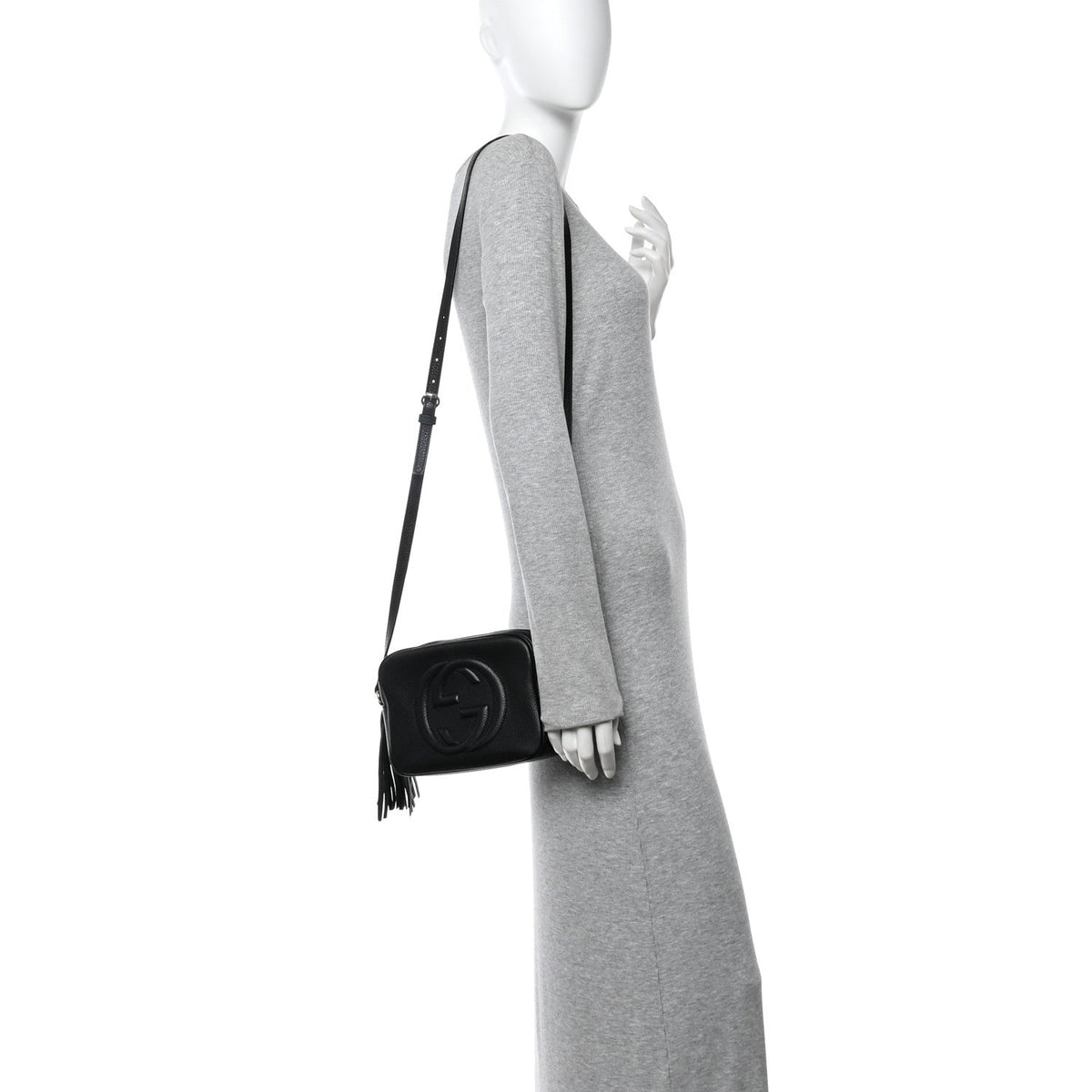 Pebbled Calfskin Small Soho Disco Bag Black product image 2, provided for visual reference and product detail review