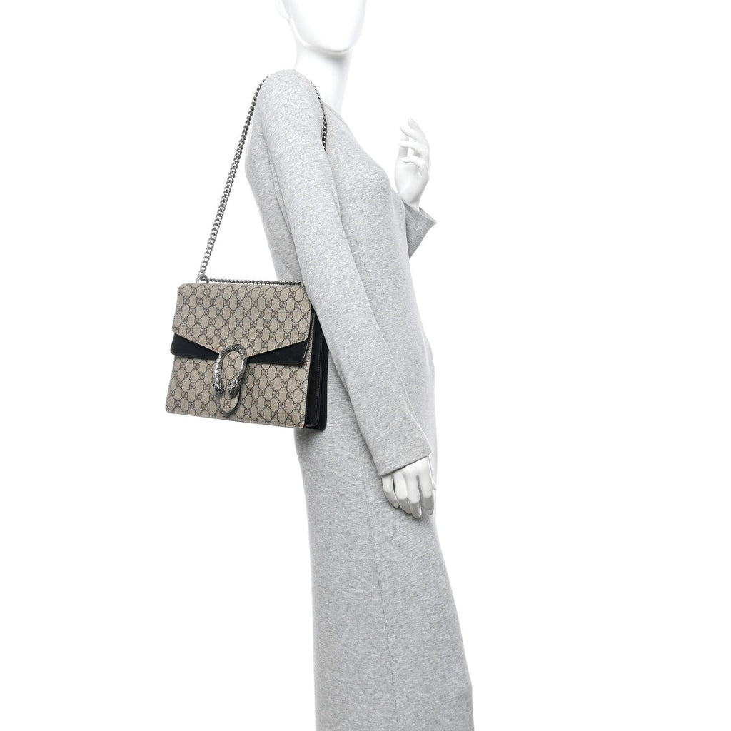 GG Supreme Monogram Medium Dionysus Shoulder Bag Black product image 2, provided for visual reference and product detail