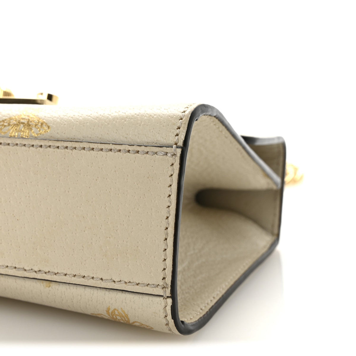 Grained Calfskin Bee Star Small Padlock Shoulder Bag White product image 10, provided for visual reference and product
