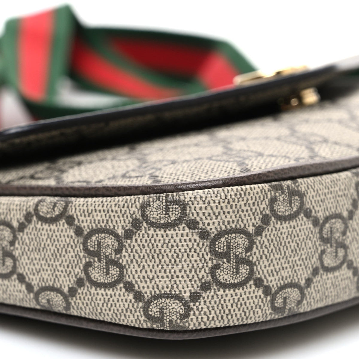 GG Supreme Monogram Textured Dollar Calfskin Web Mini Ophidia Envelope Shoulder Bag Beige Ebony New Acero product image 9,