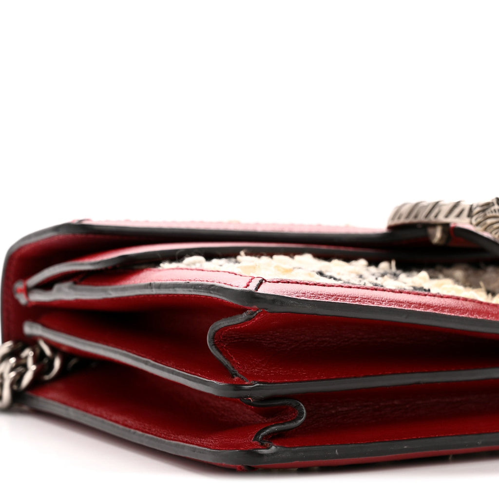 Tweed GG Monogram Small Dionysus Shoulder Bag White Black Romantic Cherry product image 9, provided for visual reference and