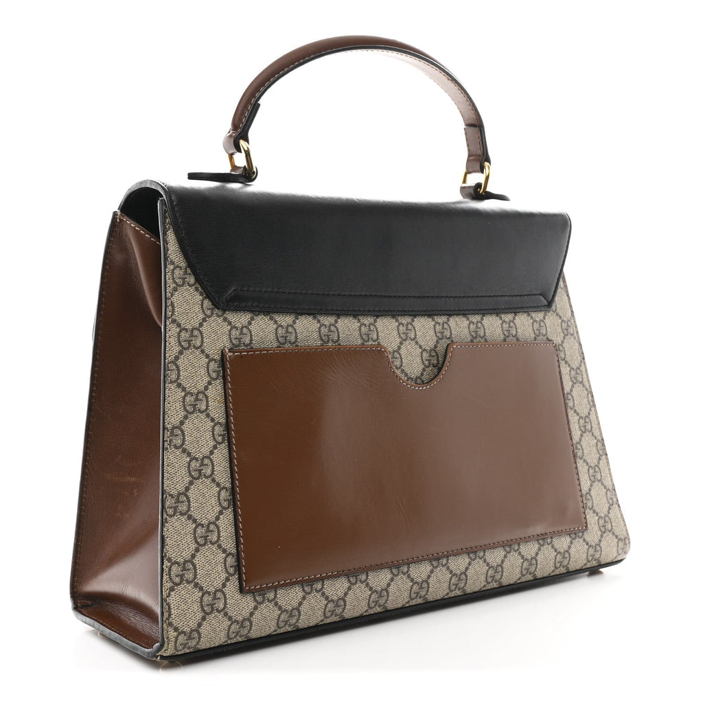 GG Supreme Monogram Calfskin Medium Padlock Top Handle Bag Beige Black Cuir product image 3, provided for visual reference