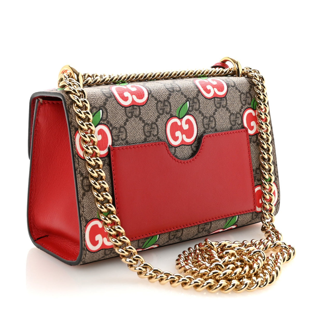 GG Supreme Monogram Apple Small Padlock Shoulder Bag Beige Multicolor Lobster Red product image 3, provided for visual